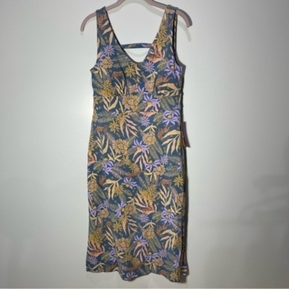 NWT Sherpa NEHA MIDI DRESS Size S Color HAZE TIGER FLORAL - Picture 6 of 16